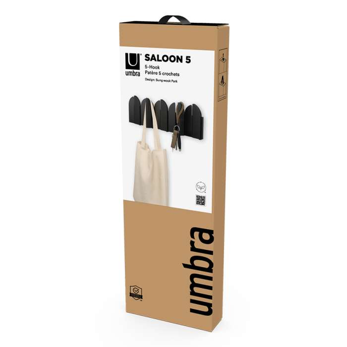 Вешалка настенная saloon, 5 крючков, черная UMBRA 1022942-040