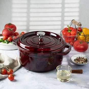 Литая чугунная кастрюля с крышкой PREMIUM баклажан 24см 4,5л LAVA LV Y TC 24 PR K2 V