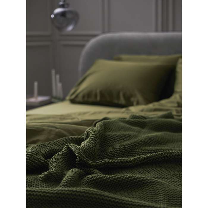 Комплект постельного белья из премиального сатина оливкового цвета из коллекции essential, 200х220 см Tkano TK24-DC0012