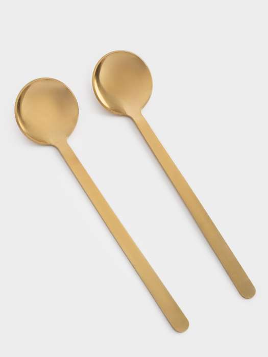 Вазочка для джема, 20x10 см, 2 шт, с ложками, на подставке, стекло/дерево/нержавеющая сталь, золотистая, Sonnet ANNA LAFARG ANLAF-CBK1302