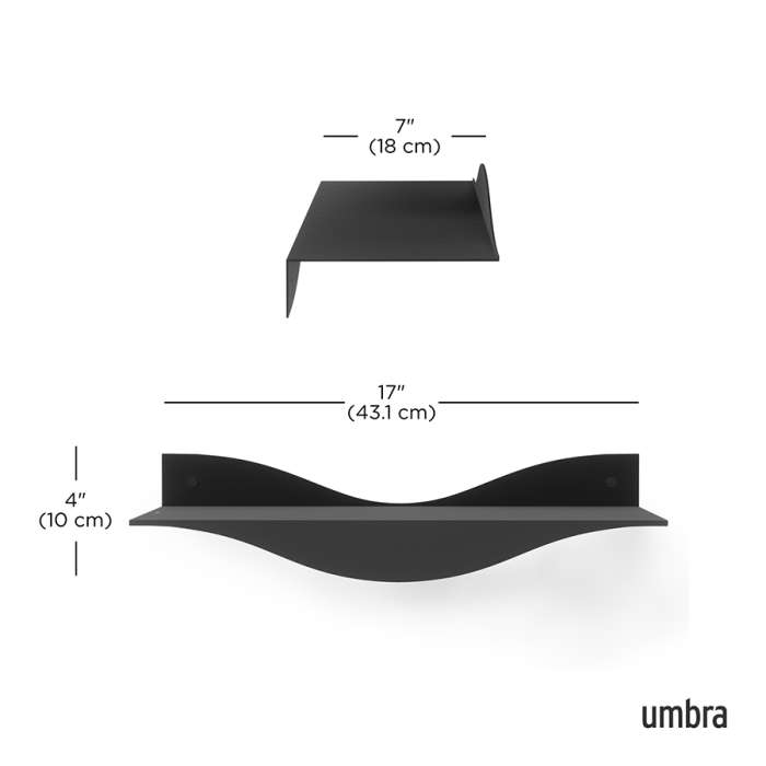 Набор из 2-х настенных полок surf, черный UMBRA 1023282-040