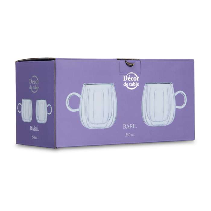 Набор кружек с двойными стенками Home Baril 250 мл, 2 шт, стекло DECOR DE TABLE DDT-DW953-250-2