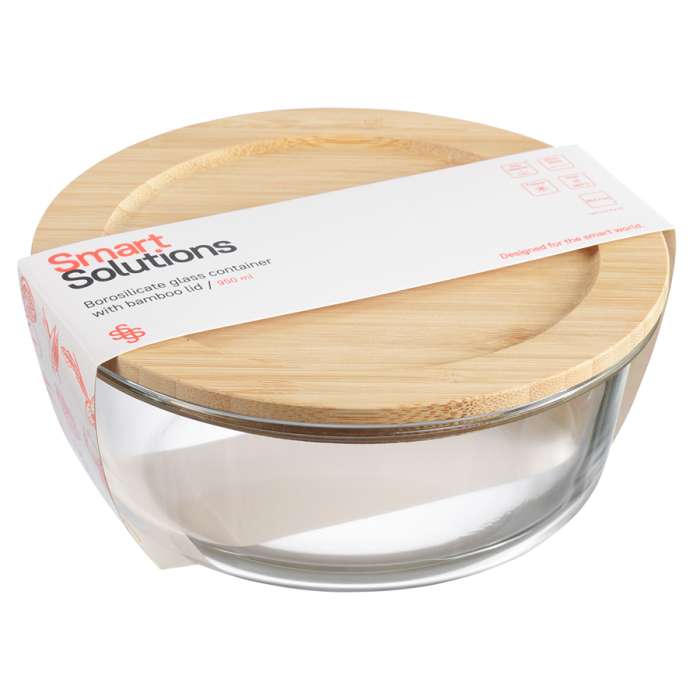 Контейнер для запекания и хранения с крышкой из бамбука, 950 мл SMART SOLUTIONS LBA950RD