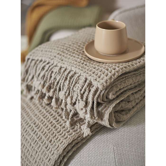 Плед из шерсти бежево-серого цвета из коллекции essential, 130х180 см Tkano TK23-TH0003