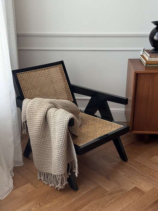 Плед из шерсти бежево-серого цвета из коллекции essential, 130х180 см Tkano TK23-TH0003