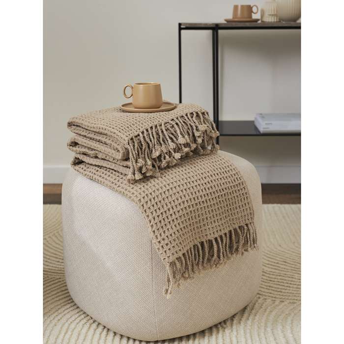 Плед из шерсти бежево-серого цвета из коллекции essential, 130х180 см Tkano TK23-TH0003