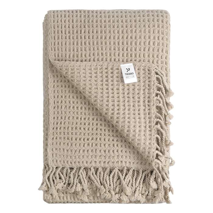 Плед из шерсти бежево-серого цвета из коллекции essential, 130х180 см Tkano TK23-TH0003