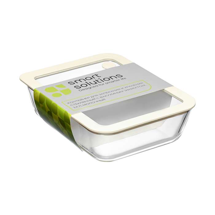 Контейнер для запекания и хранения стеклянный с вакуумным эффектом, 1,4 л, молочный Smart Solutions SS0000287