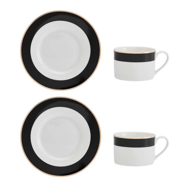 Набор из 2 чайных пар фарфоровых Luxe Deco 200 мл Mikasa Kitchen Craft MKLDBANDCUPPK2