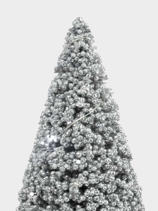 Ель искусственная, 42 см, с подсветкой, в горшке, пластик/дерево, серебристая, Interior silver ANNA LAFARG ANLAF-901