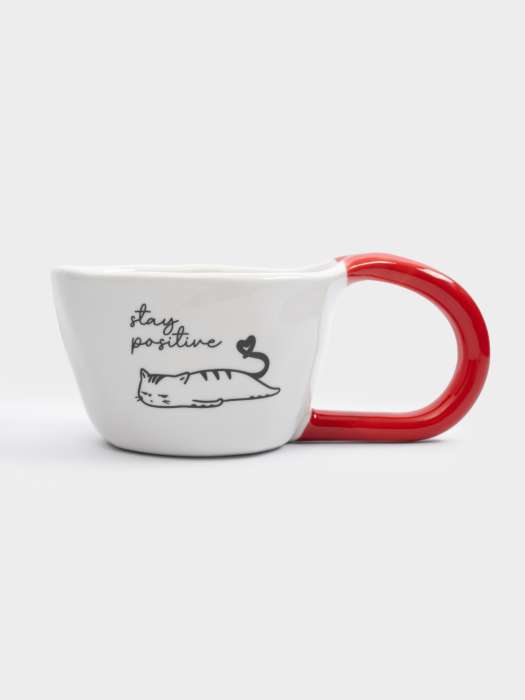 Кружка, 350 мл, фарфор N, бело-красная, Кот, Eccentric ANNA LAFARG ANLAF-KY2012