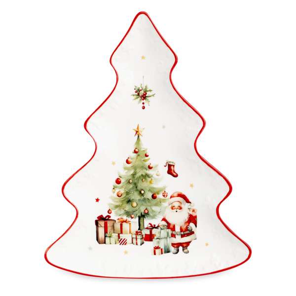 Блюдо 3D Decor de table Рождественский винтаж Ель 26 см, фарфор