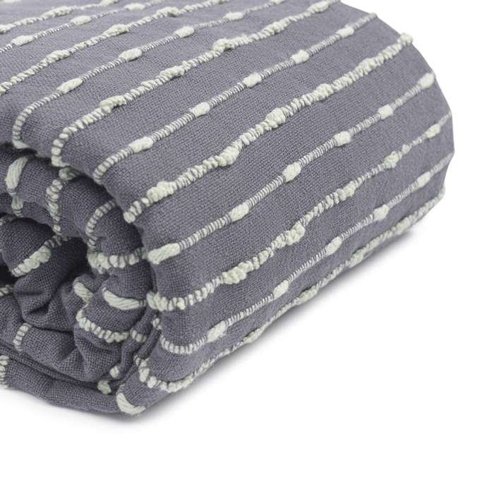 Покрывало из хлопка серого цвета с декоративной строчкой из коллекции ethnic, 180х250 см Tkano TK19-BS0011