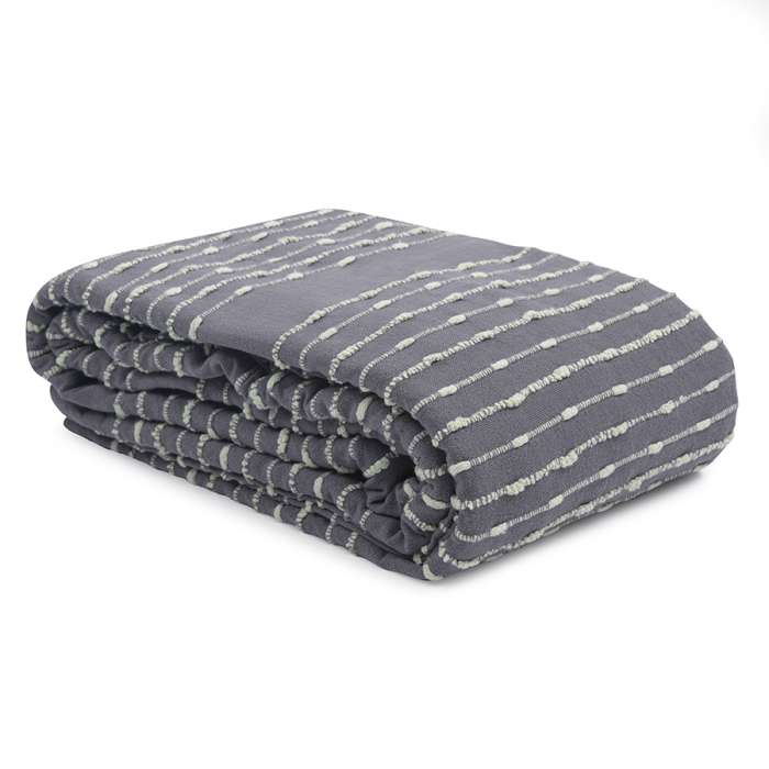 Покрывало из хлопка серого цвета с декоративной строчкой из коллекции ethnic, 180х250 см Tkano TK19-BS0011