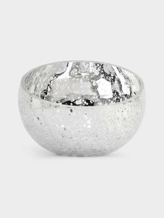 Конфетница, 15х12 см, стекло, серебристая, Кракелюр, Craquelure ANNA LAFARG ANLAF-XK-15BHSV