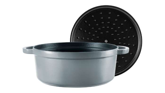 Кастрюля с крышкой Gracieuse d24 см, 3,8 л, чугун, серая VOEUX VOX-8683642549032