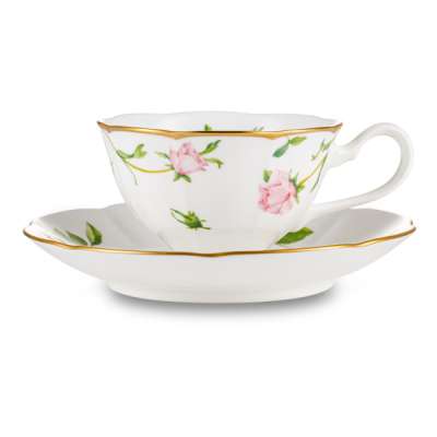 Чашка чайная с блюдцем Narumi Цветущая Роза 230 мл, фарфор костяной