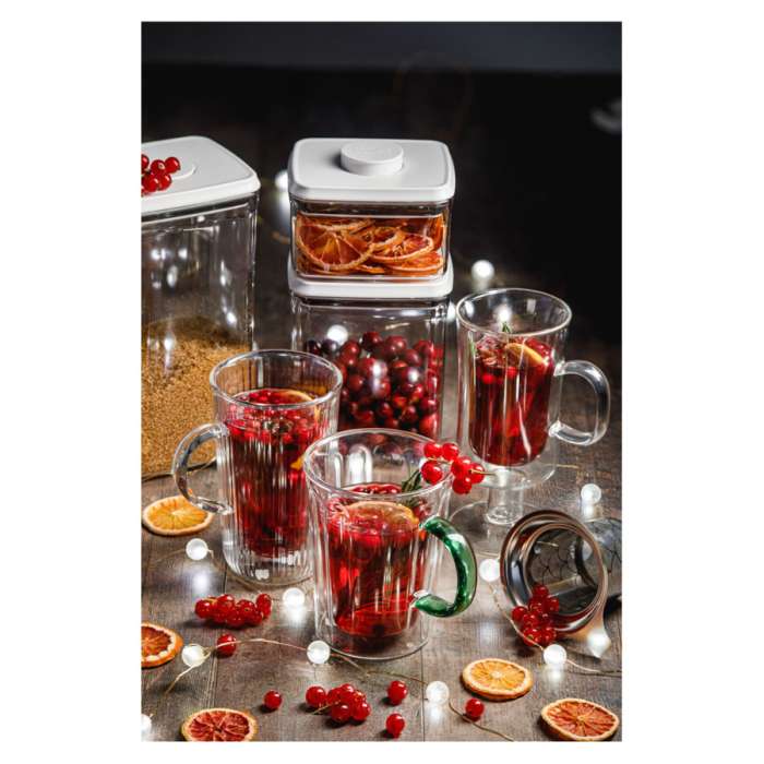 Кружка с двойными стенками, крышкой и ситечком Home Mon matin 450 мл, стекло DECOR DE TABLE DDT-DW967B-450/TM