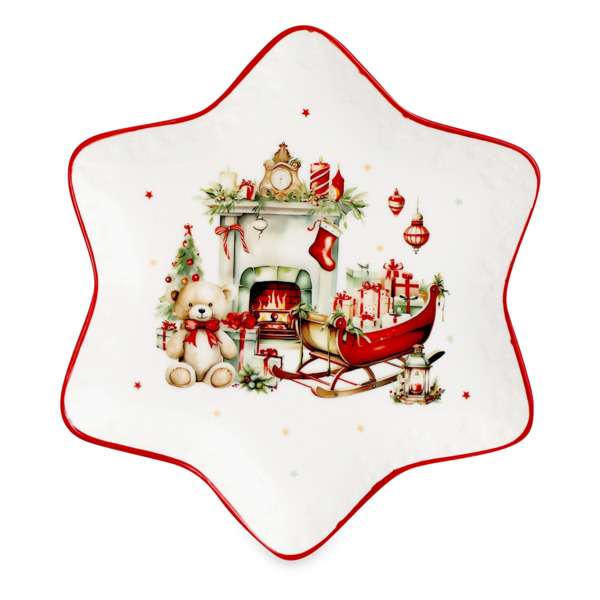 Блюдо 3D Decor de table Рождественский винтаж Звезда 21 см, фарфор