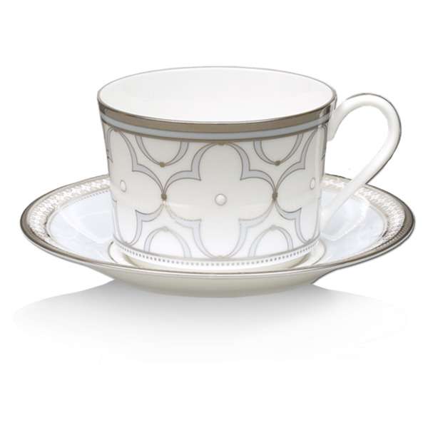 Чашка чайная с блюдцем Noritake Трефолио, платиновый кант 250 мл