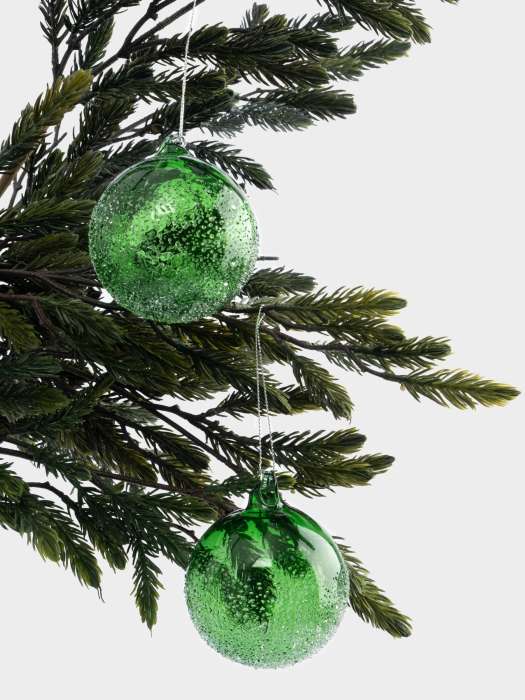 Игрушка елочная, 2 шт, 8 см, стекло, зеленая, Шар с изморозью, New year ANNA LAFARG ANLAF-DF24-KH148