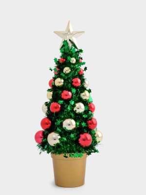 Ель искусственная, 30 см, с шарами, в горшке, мишура/пластик, зеленая, New year ANNA LAFARG ANLAF-21CH0654-1