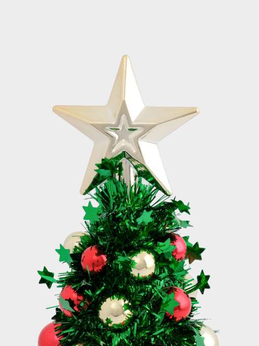 Ель искусственная, 30 см, с шарами, в горшке, мишура/пластик, зеленая, New year ANNA LAFARG ANLAF-21CH0654-1