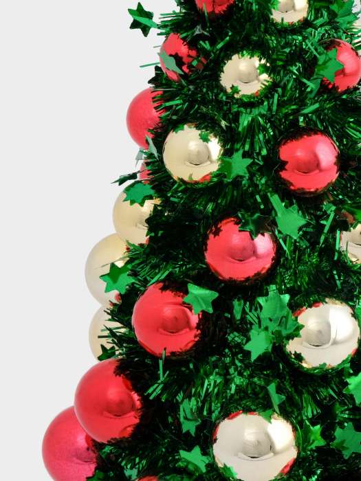 Ель искусственная, 30 см, с шарами, в горшке, мишура/пластик, зеленая, New year ANNA LAFARG ANLAF-21CH0654-1