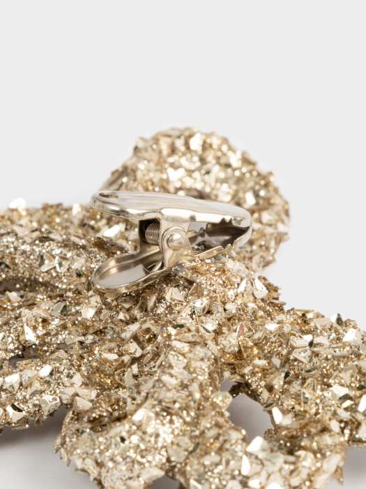 Украшение декоративное, 13 см, на клипсе, пластик, шампань, Бант, New year ANNA LAFARG ANLAF-CT-007