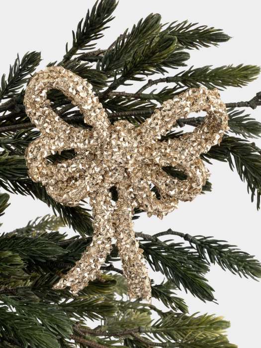 Украшение декоративное, 13 см, на клипсе, пластик, шампань, Бант, New year ANNA LAFARG ANLAF-CT-007