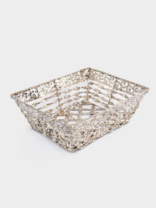 Корзина декоративная, 25х20 см, пластик/металл, прямоугольная, шампань, Celebration ANNA LAFARG ANLAF-XQ241107-1