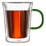 Кружка с двойными стенками Home Café de Paris 450 мл, зеленая ручка, стекло DECOR DE TABLE DDT-DW971B-450B