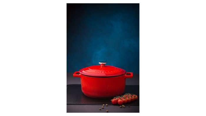 Кастрюля с крышкой LAVA d22 см, 3,4 л, чугун, красная LV Y TC 22 K1 R