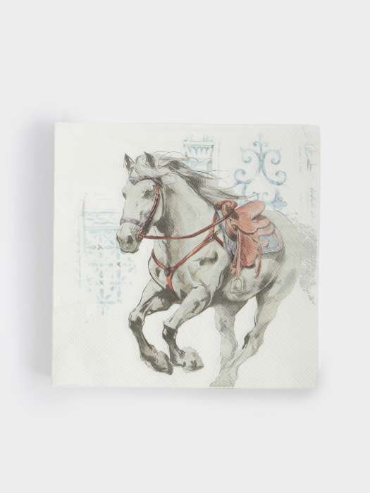Салфетки бумажные, 33х33 см, 20 шт, квадратные, белые, Конь, White horse ANNA LAFARG ANLAF-WUH015