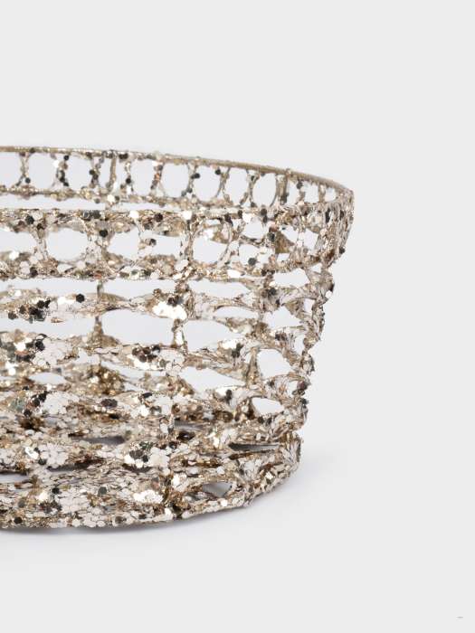 Корзина декоративная, 23х20 см, пластик/металл, овальная, серебристая, Celebration ANNA LAFARG ANLAF-XQ241108