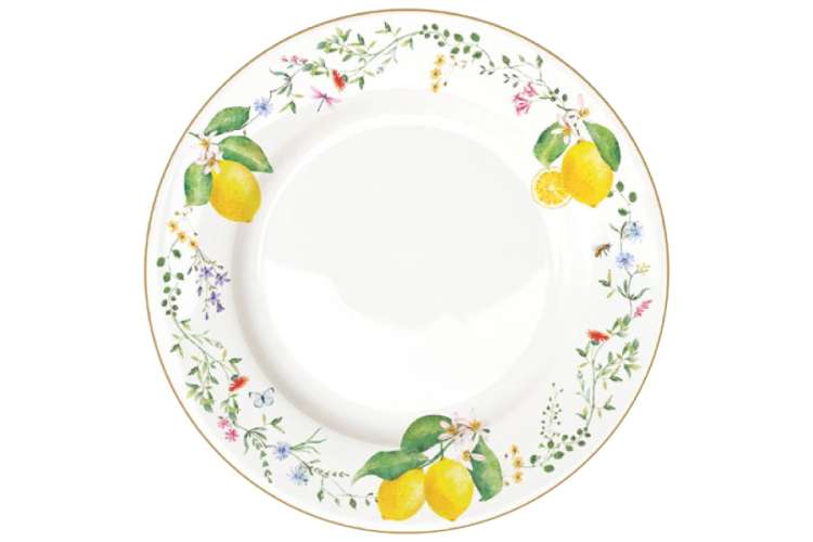 Тарелка обеденная Цветы и лимоны, 26,5 см EASY LIFE EL-R0942/FCIT
