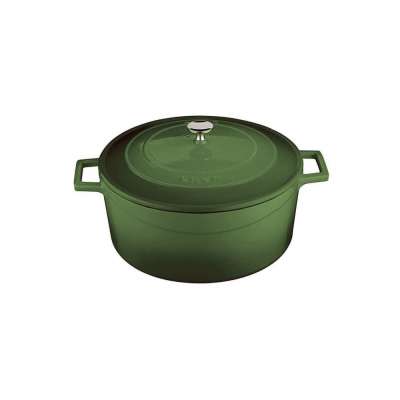 Литая чугунная кастрюля с крышкой зеленая 20см 2,8л LAVA LV Y TC 20 K1 G