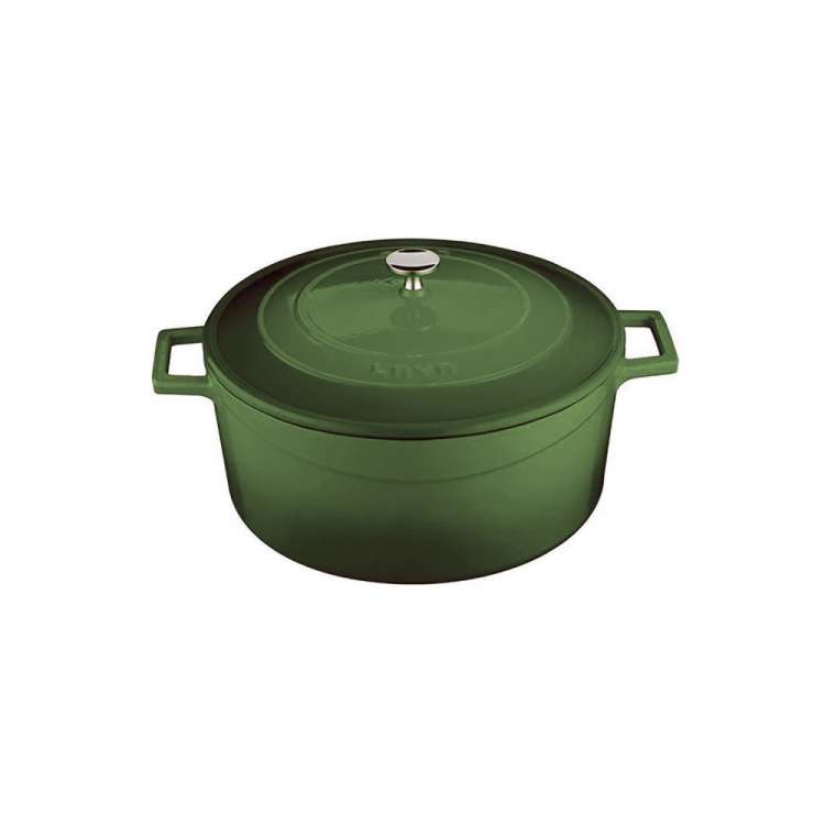 Литая чугунная кастрюля с крышкой зеленая 20см 2,8л LAVA LV Y TC 20 K1 G