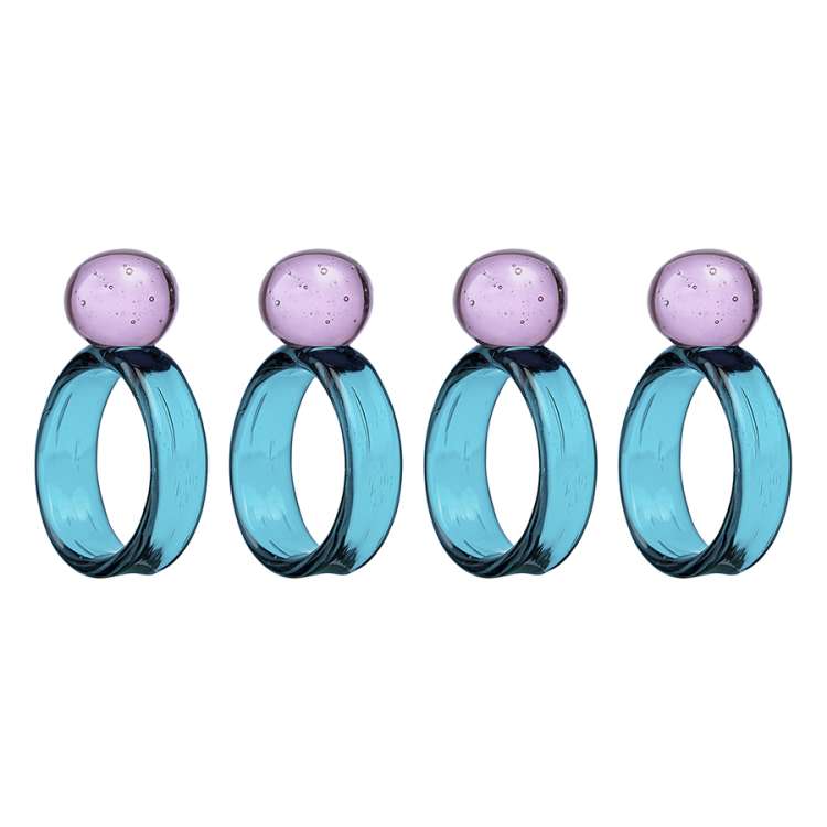 Набор из 4 колец для салфеток orb, D4 см, бирюзовые/розовые Liberty Jones LJ0000323