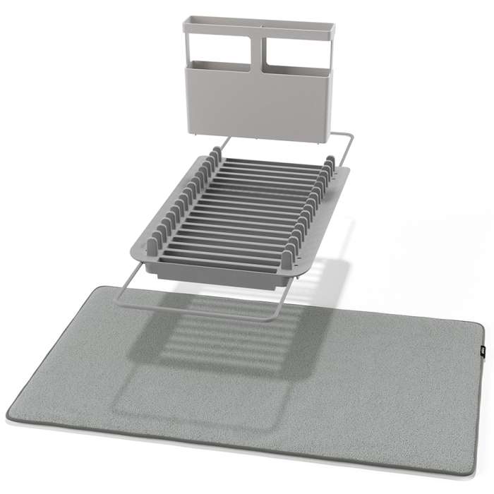 Коврик для сушки посуды с полкой для раковины udry 51х17х57 см, темно-серый UMBRA 1016883-149
