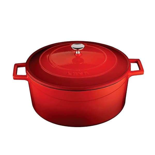 Кастрюля с крышкой LAVA d24 см, 4,5 л, чугун, красная,  LV Y TC 24 K1 R