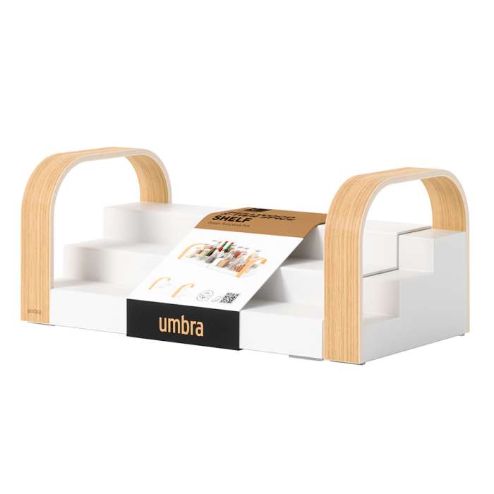 Полка для специй трехъярусная раздвижная bellwood, белая/натуральное дерево UMBRA 1019934-668