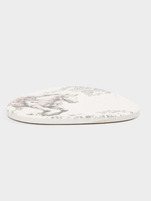 Подставка под горячее, 15x20 см, керамика/пробка, треугольник, белая, Конь, White horse ANNA LAFARG ANLAF-YX-HR-2