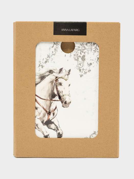 Подставка под горячее, 15x20 см, керамика/пробка, треугольник, белая, Конь, White horse ANNA LAFARG ANLAF-YX-HR-2