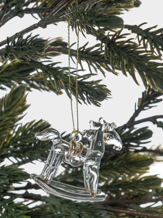 Игрушка елочная, 5 см, стекло, золотистая, Лошадка-качалка, Event ANNA LAFARG ANLAF-DF26