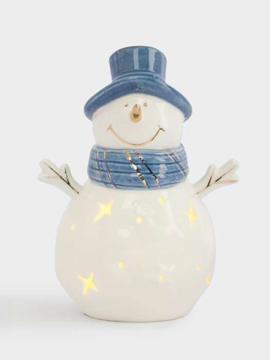 Статуэтка с подсветкой, 15 см, фарфор P, бело-голубая, Снеговик, Snowfall ANNA LAFARG ANLAF-YH19B039
