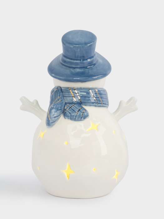 Статуэтка с подсветкой, 15 см, фарфор P, бело-голубая, Снеговик, Snowfall ANNA LAFARG ANLAF-YH19B039