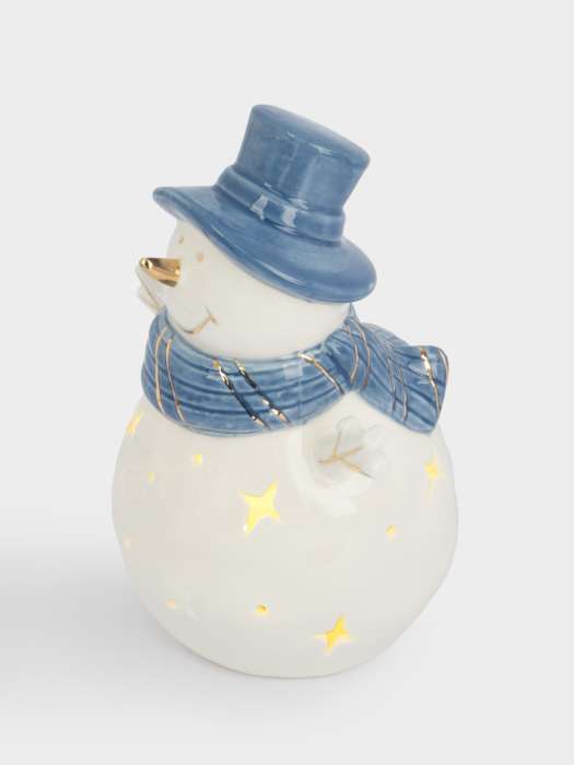 Статуэтка с подсветкой, 15 см, фарфор P, бело-голубая, Снеговик, Snowfall ANNA LAFARG ANLAF-YH19B039