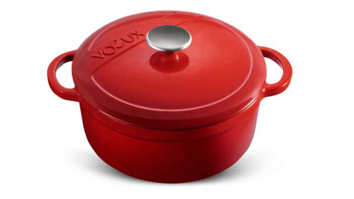Кастрюля с крышкой L'amour d24 см, 3,8 л, чугун, красная VOEUX VOX-8683642549001