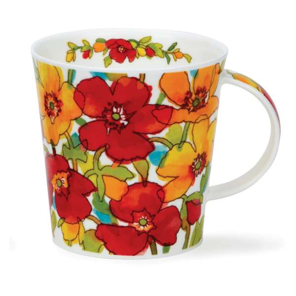 Кружка Dunoon Цветочный душ Кернгорм 480 мл, фарфор костяной, красные цветы